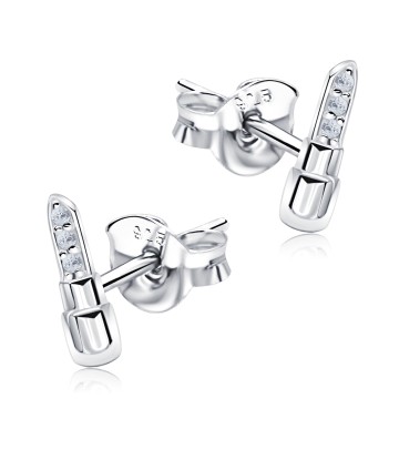 Lipstick CZ Stone Silver Ear Stud STS-5347